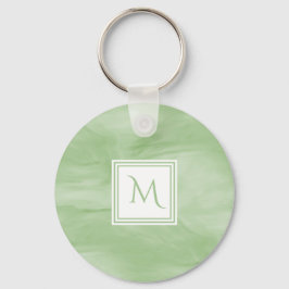 Eenvoudig lichtgroen subtiel marmer modern Monogra Sleutelhanger