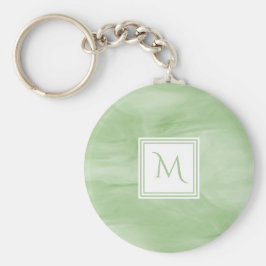Eenvoudig lichtgroen subtiel marmer modern Monogra Sleutelhanger