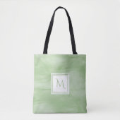 Eenvoudig lichtgroen subtiel marmer modern Monogra Tote Bag (Voorkant)