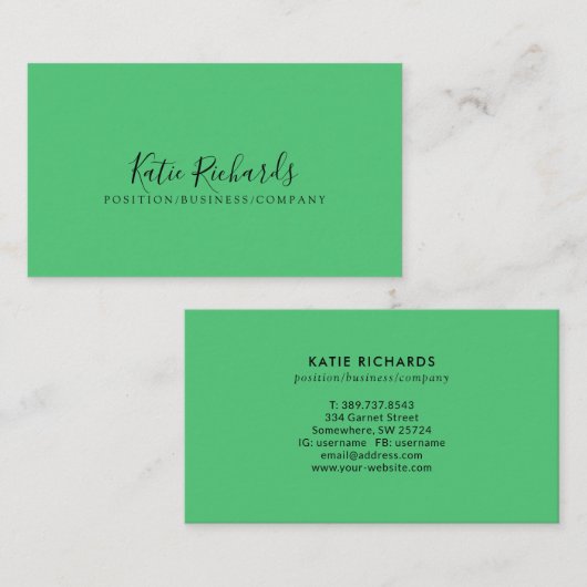 Eenvoudig lichtgroen Visitekaartje (Voorkant / Achterkant)