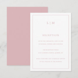 Eenvoudig lichtroze monogram Elegante bruiloft Informatiekaartje