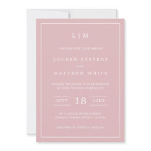 Eenvoudig lichtroze monogram Elegante bruiloft