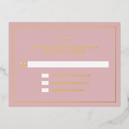 Eenvoudig lichtroze monogram Elegante bruiloft RSV Folie Uitnodiging Briefkaart
