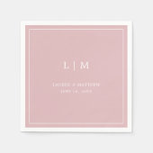 Eenvoudig lichtroze monogram Elegante bruiloft Servet (Voorkant)