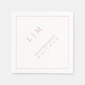 Eenvoudig lichtroze monogram Elegante bruiloft Servet (Voorkant)