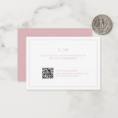Eenvoudig lichtroze monogram QR-code Elegante brui Notitiekaartje (Voorkant / Achterkant in situ)