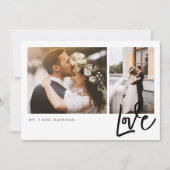 Eenvoudig Liefdes Script 2 Foto's Huwelijk Bedankkaart (Voorkant)