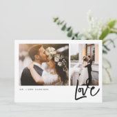 Eenvoudig Liefdes Script 2 Foto's Huwelijk Bedankkaart (Staand voorkant)