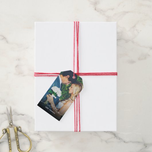 Eenvoudig liefdeshartsweduwschap Foto Gift Labels Cadeaulabel (Met Touw)