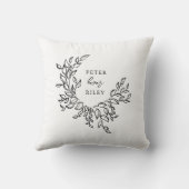 Eenvoudig liefdesschrift Botanische krans bruid Kussen (Achterkant)