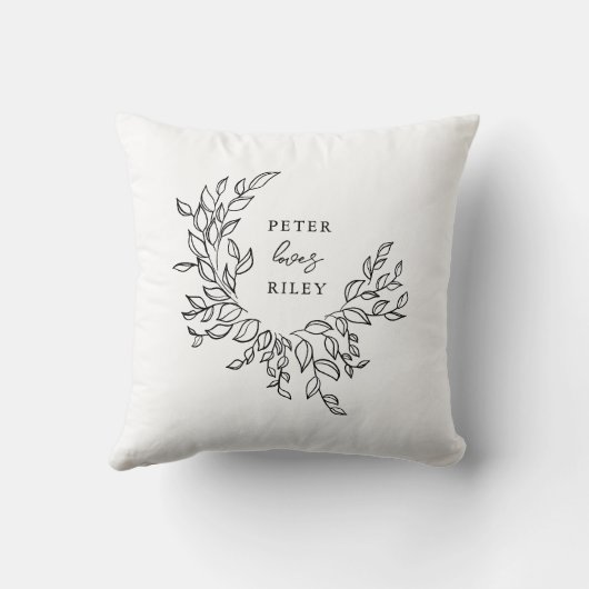 Eenvoudig liefdesschrift Botanische krans bruid Kussen (Achterkant)