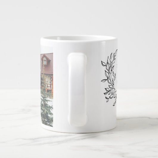 Eenvoudig liefdesscript Botanische Krans Koppels F Grote Koffiekop (Achterkant)