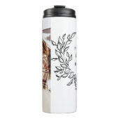 Eenvoudig liefdesscript Botanische Krans Koppels F Thermosbeker (Voorkant)