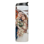 Eenvoudig liefdesscript Botanische Krans Koppels F Thermosbeker (Gedraaid links)