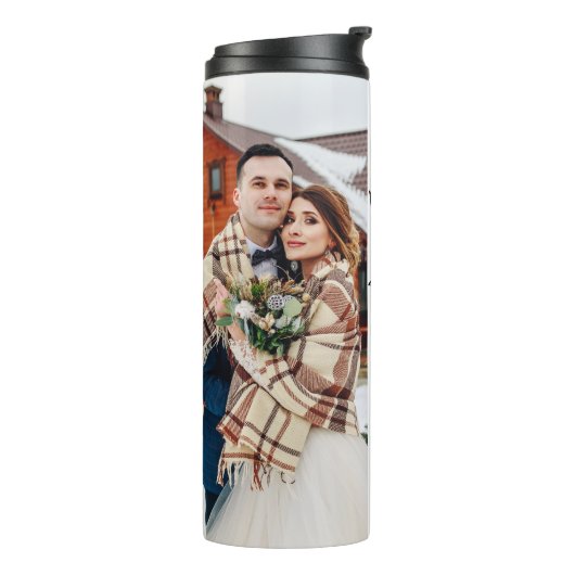 Eenvoudig liefdesscript Botanische Krans Koppels F Thermosbeker (Gedraaid links)