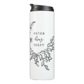 Eenvoudig liefdesscript Botanische Krans Koppels F Thermosbeker (Geroteerd rechts)