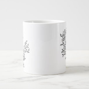 Eenvoudig liefdesscript Botanische Krans Koppels Grote Koffiekop