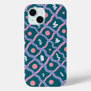 eenvoudig lijnlijnenpatroon met penseelstreep iPhone 15 case