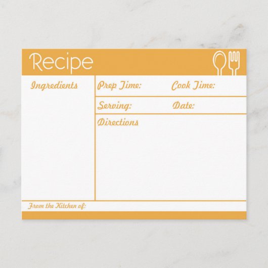 Eenvoudig, lijnloos Oranje recept Briefkaart (Voorkant)