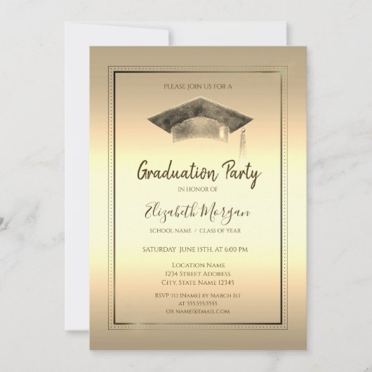 Eenvoudig Lijst, Afstudeerdop Goud Afstuderen Kaart (Voorkant)