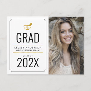 Eenvoudig lijst apotheek afstuderen aankondiging briefkaart