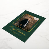 Eenvoudig Lijst Foto groen en goud Folie Feestdagenkaart (Gedraaid)