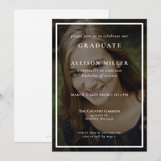 Eenvoudig Lijst Kassy Foto Afstuderen Kaart (Voorkant / Achterkant)