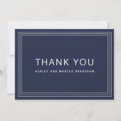 Eenvoudig Lijst marineblauw bruiloft dank u Kaart (Voorkant)