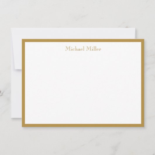 Eenvoudig Lijst Masculine, goud Notitiekaartje (Voorkant)