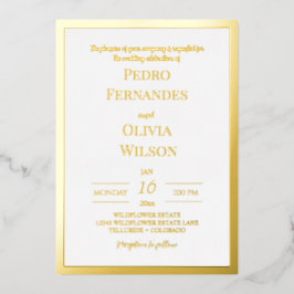 Eenvoudig lijst met goudfolie folie uitnodiging