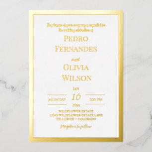 Eenvoudig lijst met goudfolie folie uitnodiging