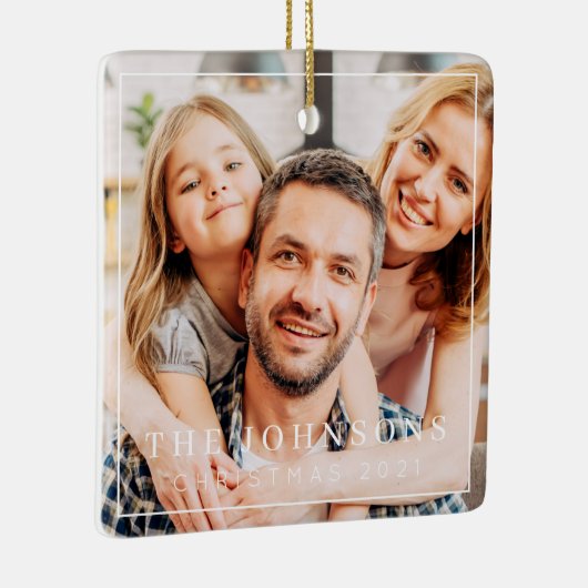 Eenvoudig Lijst Moderne grafische familie foto-toe Keramisch Ornament (Rechts)