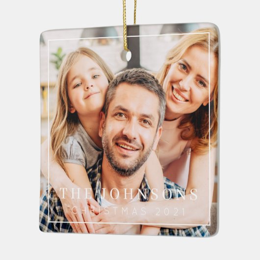 Eenvoudig Lijst Moderne grafische familie foto-toe Keramisch Ornament (Links)