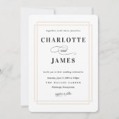 Eenvoudig Lijst Peach Classic Wedding Kaart (Voorkant)