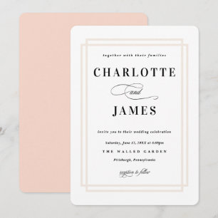 Eenvoudig Lijst Peach Classic Wedding Kaart