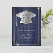 Eenvoudig Lijst Silver Graduation Cap, Blauw Afstu Kaart (Staand voorkant)