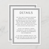 Eenvoudig Lijst Wit Bruiloft Details Informatie Informatiekaartje (Voorkant / Achterkant)