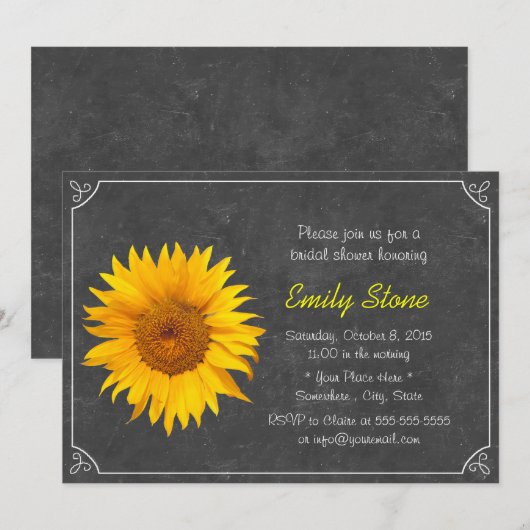 Eenvoudig Lijst Zonnebloemkarton Vrijgezellenfeest Kaart (Voorkant / Achterkant)