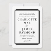 Eenvoudig Lijst Zwart Classic Wedding Kaart (Voorkant)