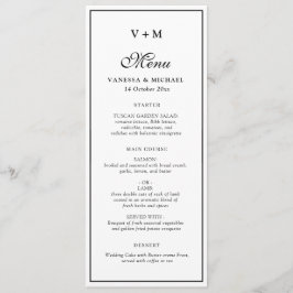 Eenvoudig lijst zwart-wit huwelijksmenu menu