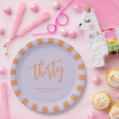 Eenvoudig Lila en Retro Sinaasappel 30e Verjaardag Papieren Bordje (Feest)