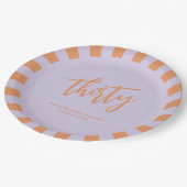 Eenvoudig Lila en Retro Sinaasappel 30e Verjaardag Papieren Bordje (Gekanteld)