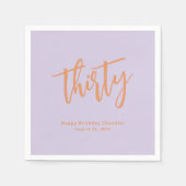 Eenvoudig Lila en Retro Sinaasappel 30e Verjaardag Servet (Voorkant)