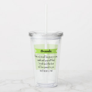 Eenvoudig Lime Green Vraag God Bijbelvers Christel Acryl Drinkbeker