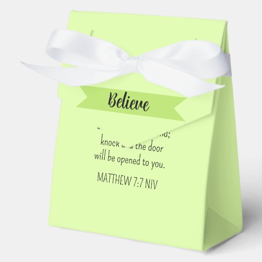 Eenvoudig Lime Green Vraag God Bijbelvers Christel Bedankdoosjes (Voorkant)