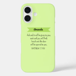 Eenvoudig Lime Green Vraag God Bijbelvers Christel iPhone 16 Hoesje