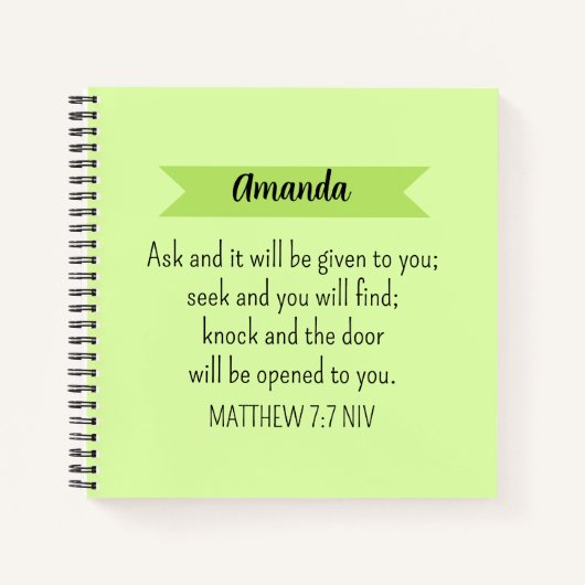 Eenvoudig Lime Green Vraag God Bijbelvers Christel Notitieboek (Voorkant)