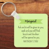 Eenvoudig Lime Green Vraag God Bijbelvers Christel Sleutelhanger (Voorkant)