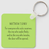 Eenvoudig Lime Green Vraag God Bijbelvers Christel Sleutelhanger (Achterkant)