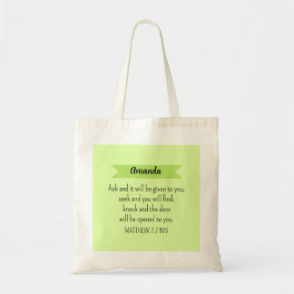 Eenvoudig Lime Green Vraag God Bijbelvers Christel Tote Bag